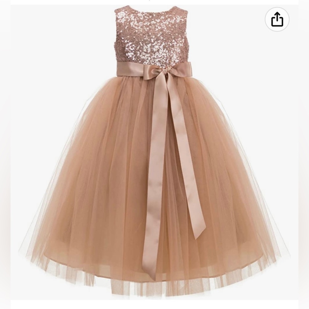 Heart Cutout Sequin Junior Flower Girl Dress Open Back Dress